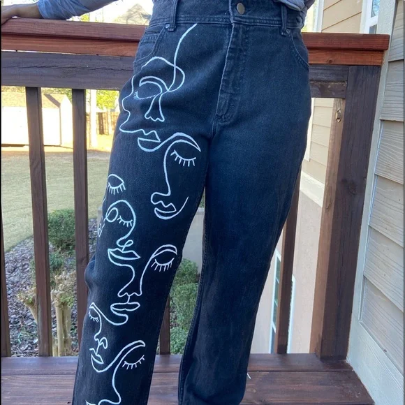 Vintage custom hand painted Lee Rider’s jeans - Picture 1 of 6